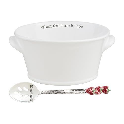 Mud Pie Circa Fruit Bowl Spoon Set; bowl 4 1/2 inch x 9 1/4 inch dia | spoon 9 inch Mud Pie Circa Fruit Bowl Spoon Set; bowl 4 1/2 inch x 9 1/4 inch dia | spoon 9 inch