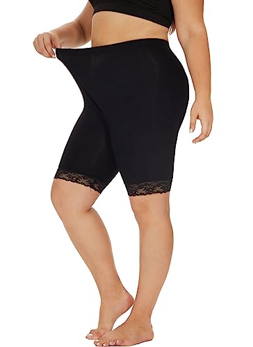 Plus Size Slip Shorts for Women Soft Modal Short Leggings Lace Shorts Under Dresses Mid Thigh Leggings Pants