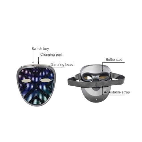 Masque Halloween LED Walfront à détection de geste pour déguisement carnaval - 4
