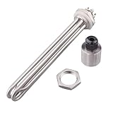 Fengpeng 304 Edelstahl Elektrischer Durchlauferhitzer 220V/380V DN32 Heizelement 3kW/4,5kW/6kW/9kW/12kW (Silber, 380V, 3KW 190L 304SS)