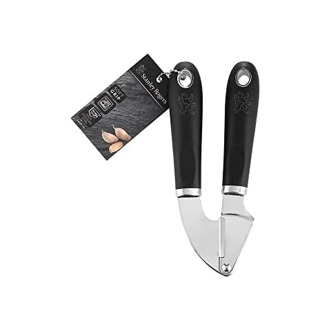 Stanley Rogers Garlic Press 19 cm, Kitchen Aid with Ergonomic Premium Soft Touch Handle, Garlic Cutter with Functional Part Made of Stainless Steel (Colour: Silver/Black), Quantity: 1 Piece Cover