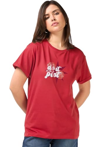 T-shirt imprimé graphique Bewakoof en pur coton rouge col rond confortable
