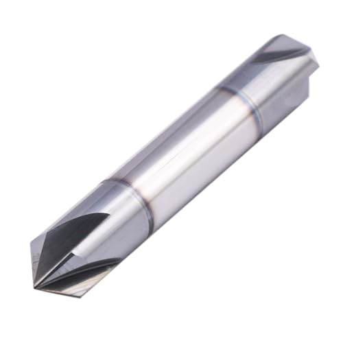 Image of 3 /8 inch 4 Flute 90 Double End Solid Carbide Chamfer End Mill - AlTiN Coated | 90 Chamfer Angle, V Groove Router, 3 /8 inch Shank 2-1 /2 inch OAL For Milling Wood, Alloy Steel, Carbon Steel, Cast Iron, Copper