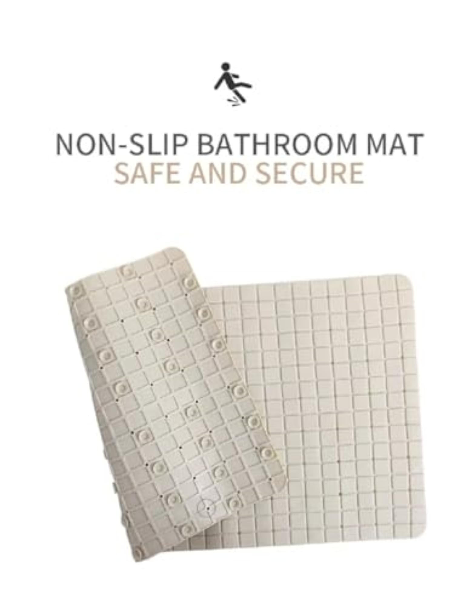 Non-Slip Bathroom Shower Mat, Bath Tub Mat with Suction Cups