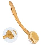 JingSoft Detachable Dry Brushing Body Brush Natural Boar Bristle Back Scrubber for...