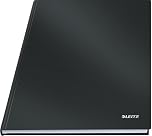 Leitz A4 Squared Notebook, 160 Pages, 80 Sheets of FSC Certified 80 g/m² Paper, Sturdy, Scratch-Resistant Hardcover, For Office, School or as a Diary, Solid Series, Black, 46640095