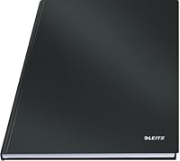 Leitz A4 Notizbuch kariert, 160 Seiten, 80 Blatt FSC zertifiziertes 80 g/m² Papier, Stabiler, kratzfester Hardcover-Einband, Für Büro, Schule oder als Tagebuch, Solid Serie, Schwarz, 46640095