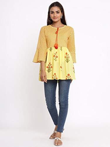 Image of FABRIC FITOOR Women's Floral Print Cotton Peplum Top