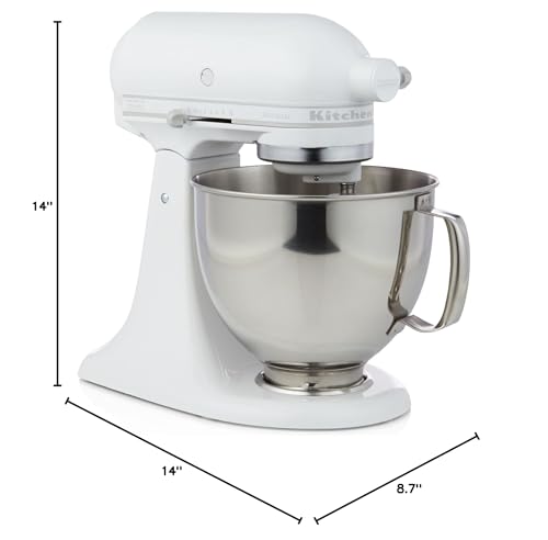 Image of KitchenAid KSM150PSWW Artisan Series 5-Qt. Stand Mixer with Pouring Shield - White On White