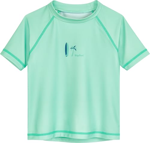 Playshoes Unisex Kinder Badeshirt Rash-Guard-Shirt, Mint Surfbrett, 110-116