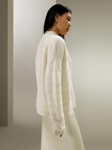 LilySilk 100% Cashmere Cardigan for Women Elegant V-Neck Drop Shoulder Button Front Outwear Top2