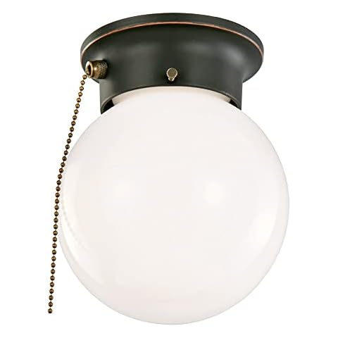 Design House 519264 Traditional 1-Light Indoor Ceiling Flush Mount Dimmable Globe Light Opal Glass for Bedroom Hallway Kitchen Dining Room, Oil Rubbed Bronze Cover