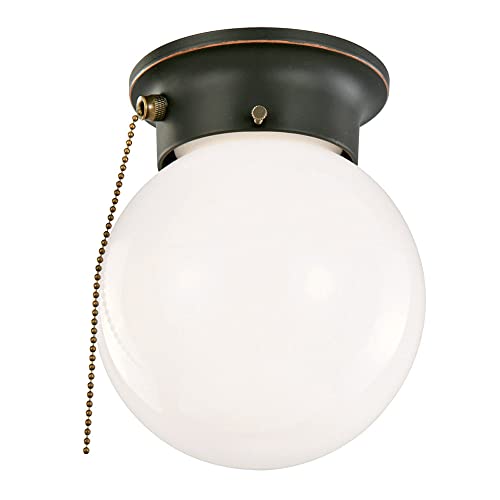 Image of Design House 519264 1 Light Ceiling Light with Pull Chain, Oil Rubbed Bronze
