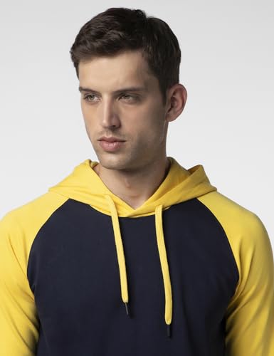 Image of FYLTR Men's Casual Colourblock Raglan Hoodie with Drawstrings - Utility Pockets | Ribbed Hem & Cuff | Winter Hoodie for Men