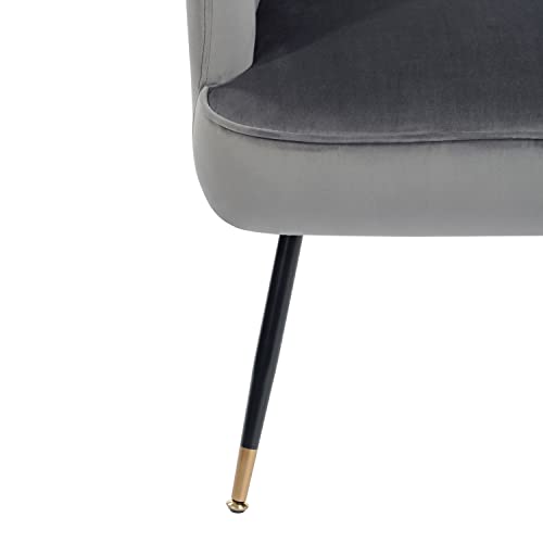 Furniutrer Accent, Modern And Elegant Armchair, Velvet Fabric Metal Black Gold Legs And High Back For Living Bedroom Office Waiting Room Leisure Chair, Grey #TOP6