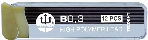 Grafite 2 Tubos com 12 Unidades de Grafites Cada, Trident, GRAF-B03B, Preto, 0,3 mm, pacote de 2