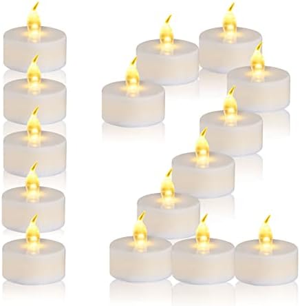 Flameless LED Tea Light Candles: 12 Pack Battery - Powered Fake Candles,Batteries Included,Unscented,for Seasonal & Festival Celebration,Warm Yellow Light,Replicate The Flicker of A Real Candle.