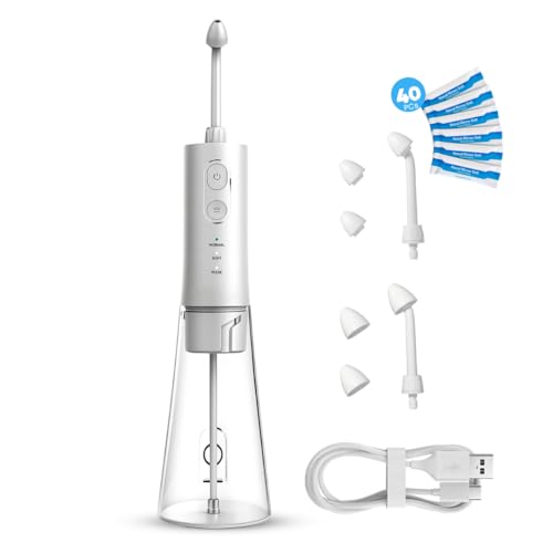 H-deals Electric Sinus Rinser Rechargeable Nasal Irrigator for Sinus Relief, Portable Nose Cleaner with Adjustable Water Pressure and Nozzles, 40 Saline Salt Packs, BPA-Free & Leak-Proof Design