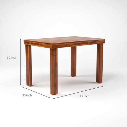 Image of VK Furniture Sheesham Solid Wood 4 Seater Dining Table Set of Four with 4 Print Cushion Chairs for Dinner Hall Kitchen Living Room Home Office Restaurant |L45 X W30 X H30|Brown Finish 03