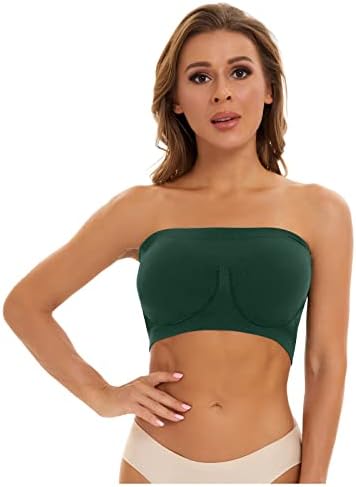 Strapless Fitness Padded Size Plus Top Bra for Women Stretchy Bra Yoga Bras Sports Bandeau Mesh Shell Top (Green, M)