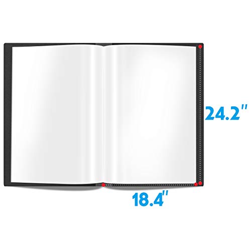 Presentation Book 40 Clear Pockets Sleeves Protectors Art Portfolio Clear Book For Artwork, Report Sheet, Letter (Can Accommodate 24.2” X 18.4”) #TOP2