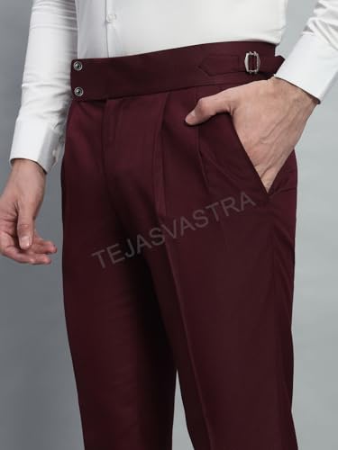 Image of FASHIONEMPIRE Men's Formal Trousers Front Pleated Double Button Gurkha Zion Pant Slim Fit | Stylish Formal Pant for Party and Casual Wear