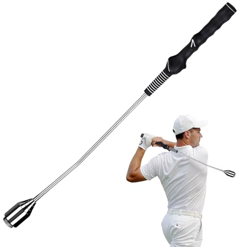 PodiuMax Golf Swing Trainer, Golf Grip Trainer for Tempo & Path, 2 Weights for Iron & Wood Hitting Chipping, Non-Slip Right Hand Ergonomic Swing Training Aid Golfers & Men & Beginners