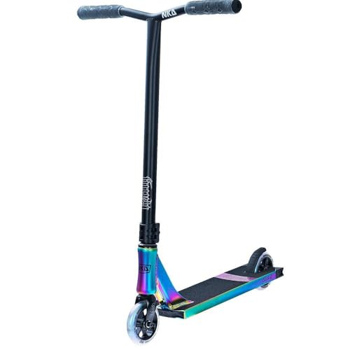 NKD Patinete de Acrobacias – Rally V4 | Rodamientos ABEC-9 de Alto Rendimiento | Manillar 360° para Freestyle | Aleación de Aluminio 6061 Duradera (Arcoíris)