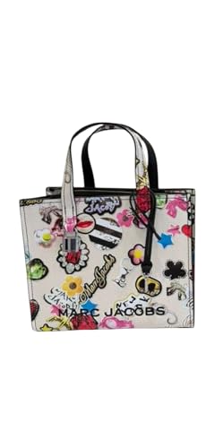 Marc Jacobs Mini Grind Leather Top Handle Tote with Crossbody Strap (White Multi)