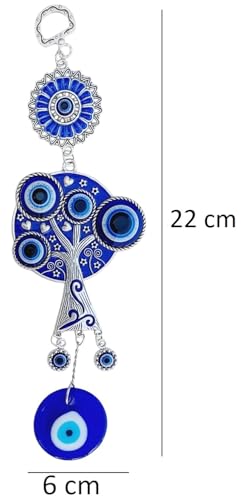 Image of Evil Eye Hanging Owl and Tree of Life Nazar Battu for Home House Entrance Protection, Wall Hanging Decorative Items for Good Luck Charm and Prosperity, Housewarming Gift, Set of 2