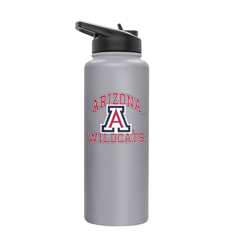 Image of Logo Brands NCAA Arizona Wildcats Athletic 34 oz Stainless Steel Quencher Bottle - Double-Wall Insulated, No-Spill Lid, Easy Carry Handle - Keeps Drinks Cold For Hours