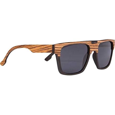 Woodies Polarized Modern Semi Square Sunglasses | Dark Lenses, Full Wood Frame | 100% UVA/UVB Ray Protection Cover