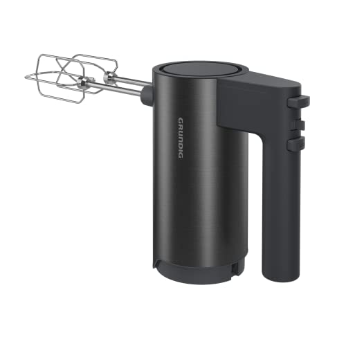 Grundig Delisia Novus™ HM 7140 Handmixer, 500 W Leistung, 4 Geschwindigkeitsstufen + Turbostufe, Hochwertige Edelstahl-Aufsätze, Soft Start: Antispritz-Funktion, Dark Inox/Schwarz