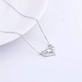 Metallart: Silber. empty Halskette aus 925er-Sterlingsilber, großes Doppelherz-Halsketten für Frauen, langer Halsband-Anhänger, Modeschmuck