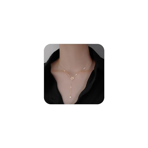 Yienate Boho Cristal Étoile Y Collier Choker Vintage Or Tiny Étoile Pendentif Collier Hip-Hop Rempli Strass Étoile Choker Rock Déclaration Collier Charme...