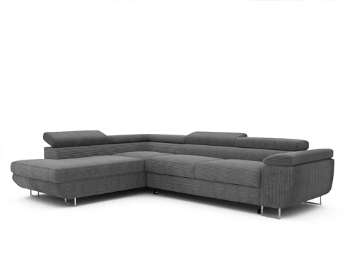 IDOHOME Ecksofa mit Schlaffunktion und Bettkasten 274x203 - Verstellbare Kopfstützen - Stoff Poso - Couch mit Schlaffunktion - Schlafsofa mit Bettkasten - Couch - Links IDOHOME Ecksofa mit Schlaffunktion und Bettkasten 274x203 - Verstellbare Kopfstützen - Stoff Poso - Couch mit Schlaffunktion - Schlafsofa mit Bettkasten - Couch - Links