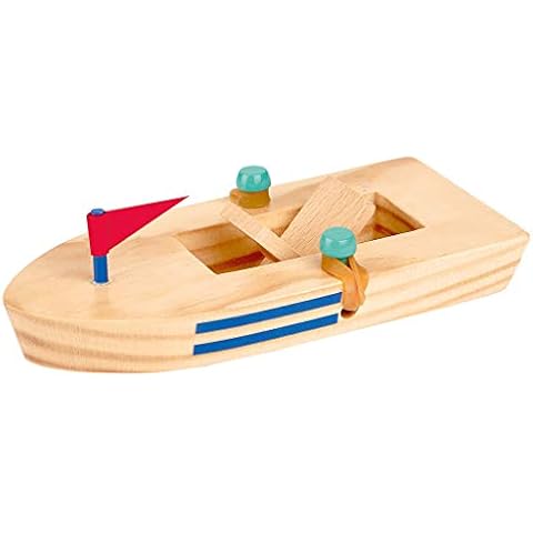 Barca de Madera con Motor de Goma para Niños Cover