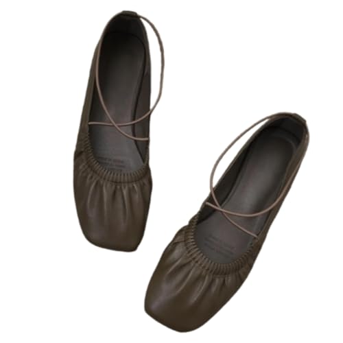 ZQW Soft Mary Jane Ballet Flats for Women Elastic Crisscross Straps Comfortable Shoes for Walking Commute City Lifestyle