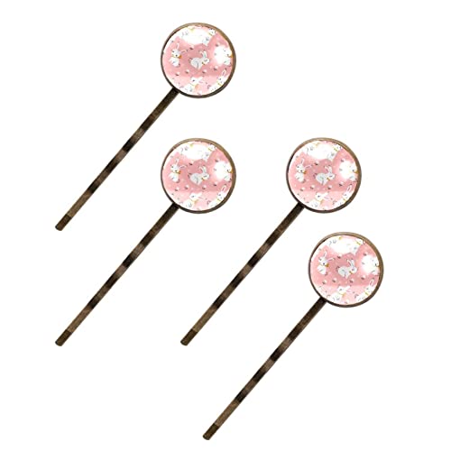 Barrettes à cheveux fleurs de lapin fait main en métal rose et blanc