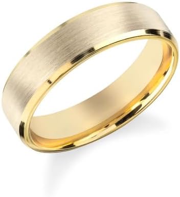 10K 14K 18K Solid Gold 2MM/3MM/4MM/5MM/6MM Matte Wedding Band for Men Women Real Gold Wedding Rings Beveled Polished Edge,Comfort Fit Size 3-16