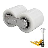 2 Stück Hubwagen Rollen Nylon 80 X 70mm, Ersatzrollen für Hubwagen, Transportrollen Gummi Lenkrad mit Kugellagern, Achse 20 mm, Max. Belastung 700 KG(Weiß)