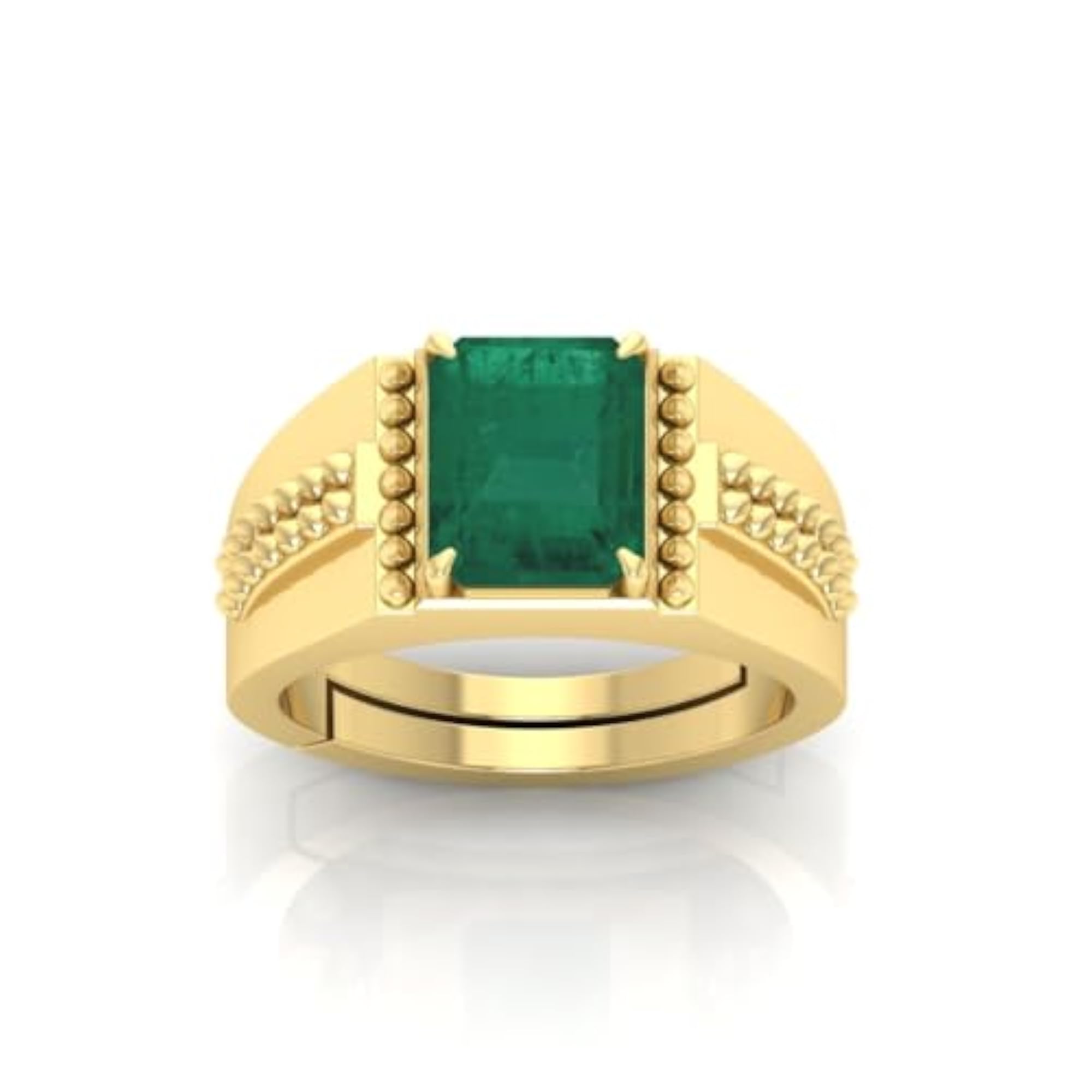 Men's Certified Natural Emerald Panchdhatu Adjustable Ring