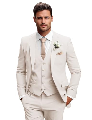 3 Piece Suits for Men Suit Slim Fit Tuxedos One Button Suits for Wedding Prom Formal Business Blazer Vest Pants
