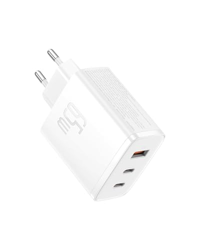 Baseus Caricatore USB C, 65W GaN Caricabatterie USB/Alimentatore USB Compatibile con MacBook Air, iPhone 15/14/13, iPad, Samsung Galaxy S23 Ultra/S23+/S22, Google Pixel 7 PRO, Steam Deck, Xiaomi