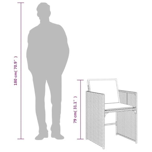 Table et chaises à dossier rabattable en résine tressée beige ensemble de jardin 9 pièces