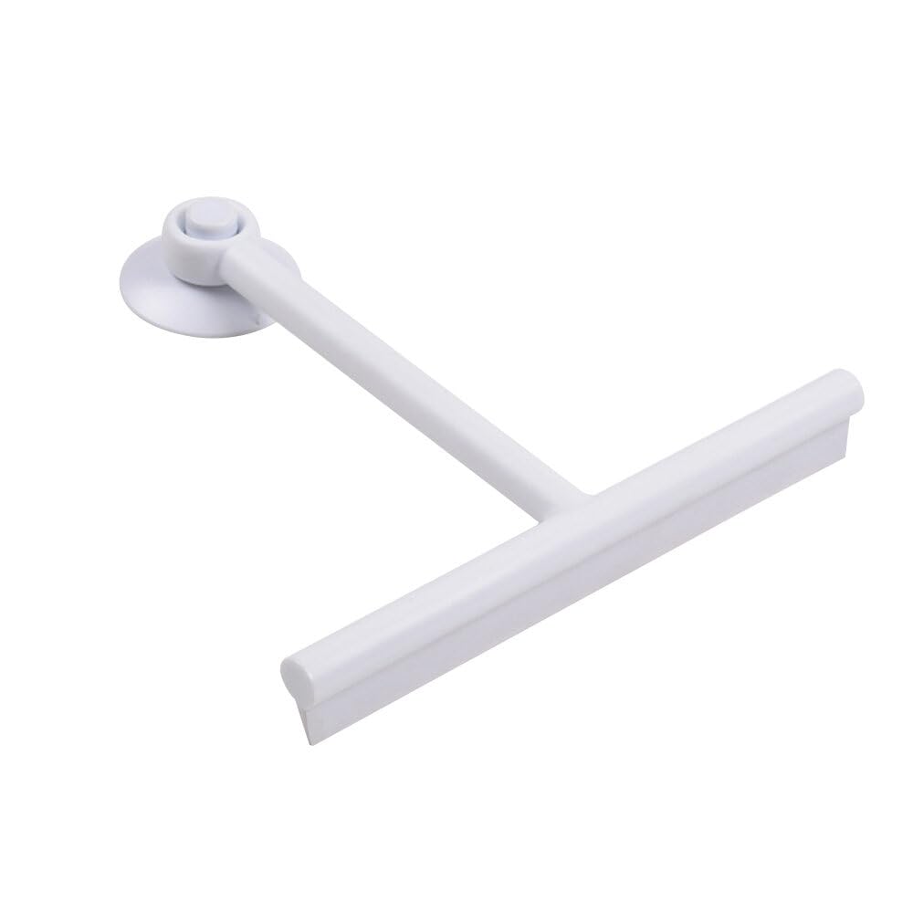 FHCSAO Raclette Douche Ventouse,Raclette Vitre Douche Acier Inoxydable,avec Crochet De Suspension,pour Essuie-Glace De Salle De Bain Nettoyage Des Vitres.,A
