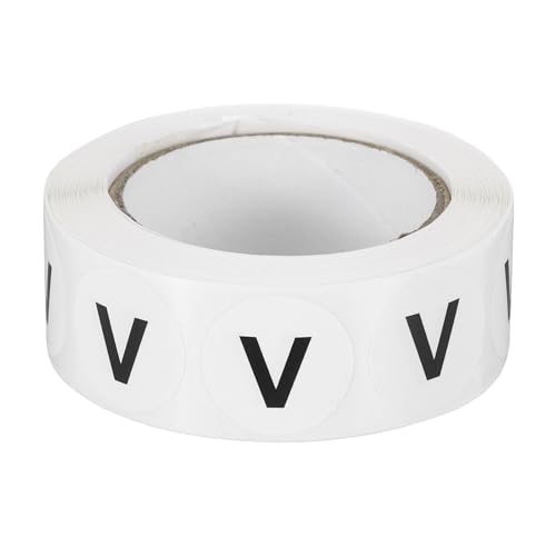 PATIKIL Etiquetas De Letra V 500 Pcs Pegatinas Redondas De Letras De 0.75 Pulgadas Etiquetas De Puntos Círculo Adhesivas Semibrillantes Para Organización Del Hogar Negro (1 Rollo)