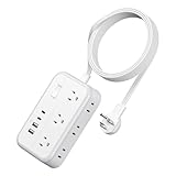 Power Strip 10 ft, Flat Plug Extension Cord with 6 Outlets 4 USB Ports, Outlet Extender Long Cord, Overload Protection, Extension Cord with Multiple Outlets for Indoor, Home, Office