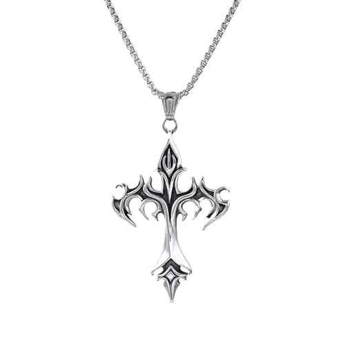 Collier pour hommes avec pendentif croix flamme en alliage rétro