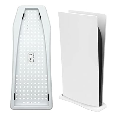 Chenkxin Vertical Stand for PS5 Digital Edition Console Holder Stand Bracket Mount Base with Built-in Cooling Vents and Non-Slip Feet, Not for PS5 Slim/Pro (White)